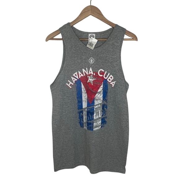 NWT New Havana Cuba Flag Delta Pro Weight Gray Tank Top Sleeveless Size Small - Picture 2 of 8